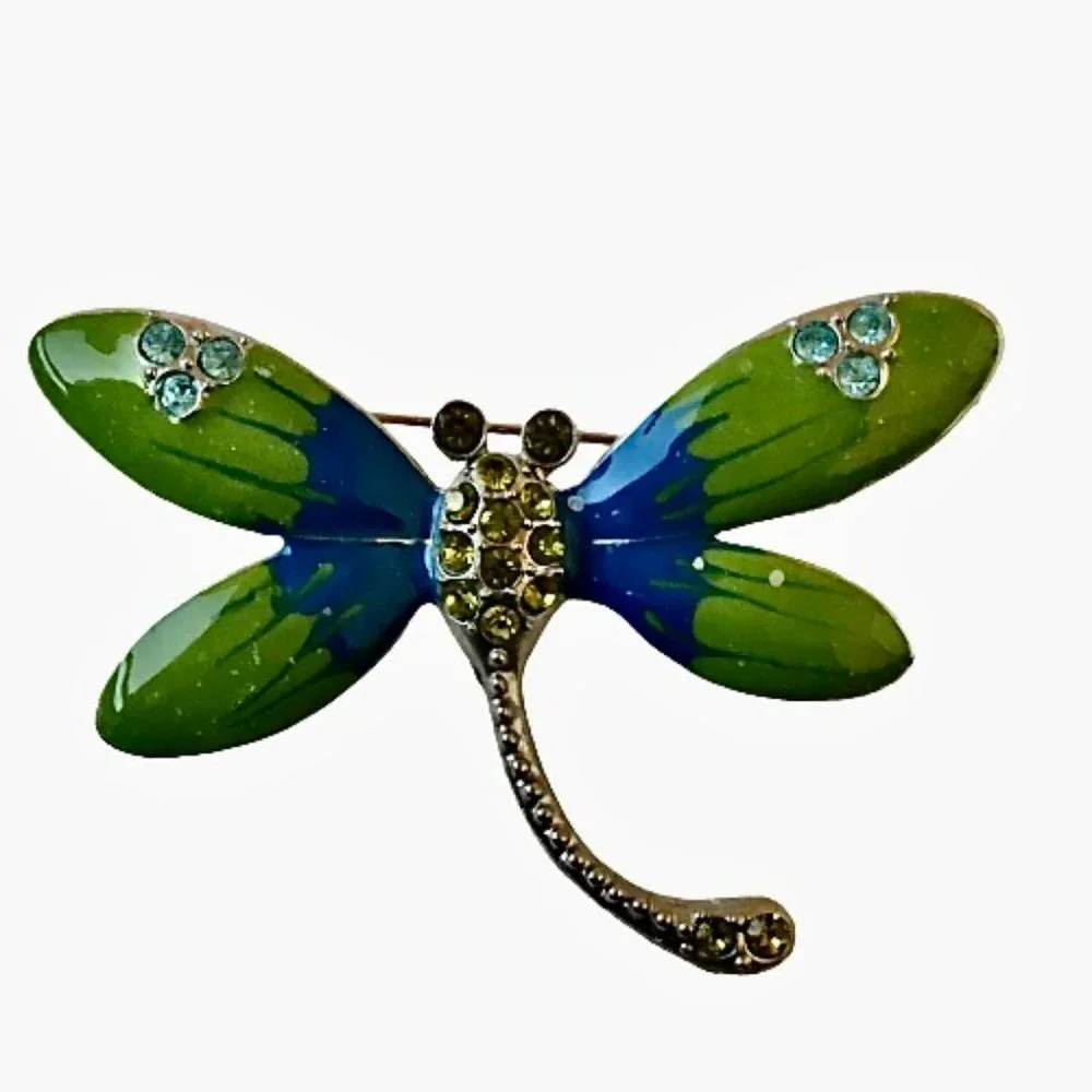 Dragonfly Brooch Jeweled And Enameled
